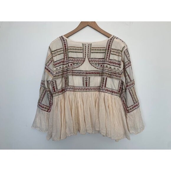 Rancho Estancia Women's Tie-Front Cardigan Blouse Embroidered Beaded Gauzy Sze L - Picture 6 of 12